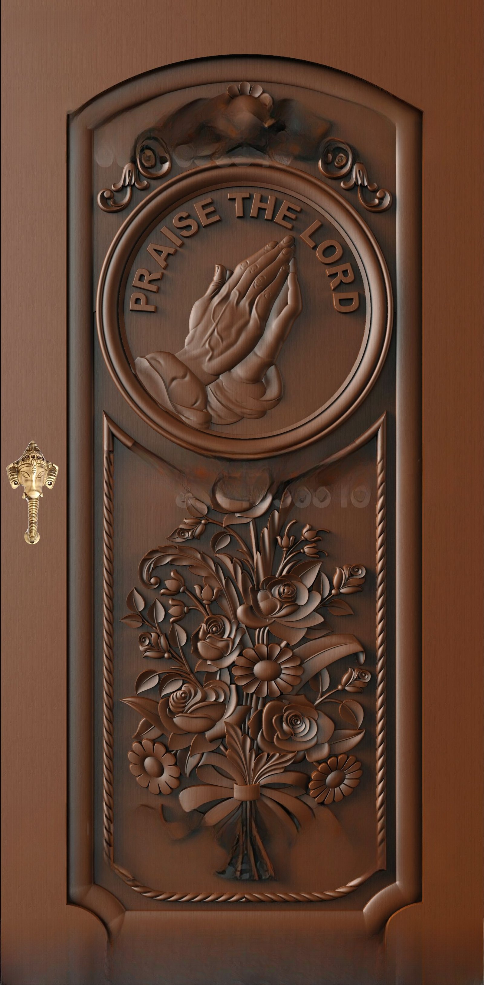 God Doors - GD-14 Praise The Lord Prayer Hands Floral 3D Relief Carving Model